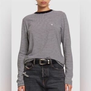 Anine Bing Black and White Striped Long Sleeve Tee